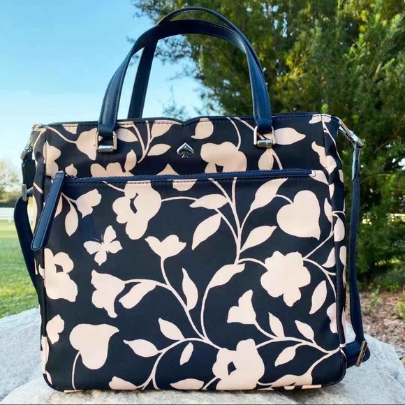 Kate Spade Jae Garden Vine Medium Nylon Satchel Crossbody Nightcap Multi - Picture 3 of 7